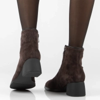 Hnědé kožené kotníkové boty na podpatku Filippo DBT8200/26 D BR