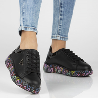 Černé kožené sneakersy Filippo DP4480/23 BK MLT