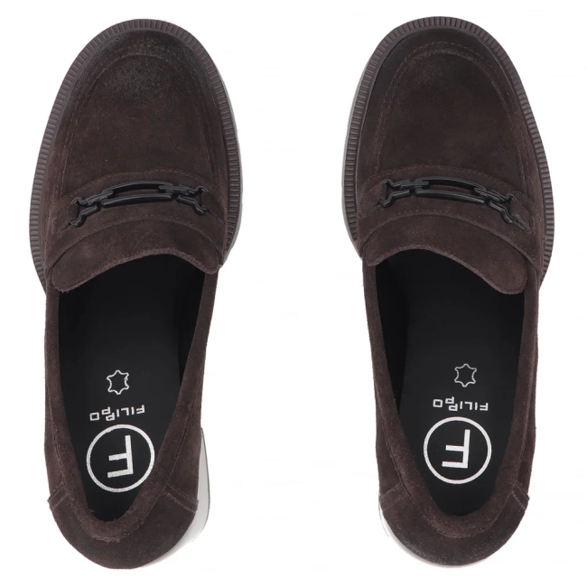 Hnědé kožené polobotky na podpatku Filippo DP8169/26 D BR