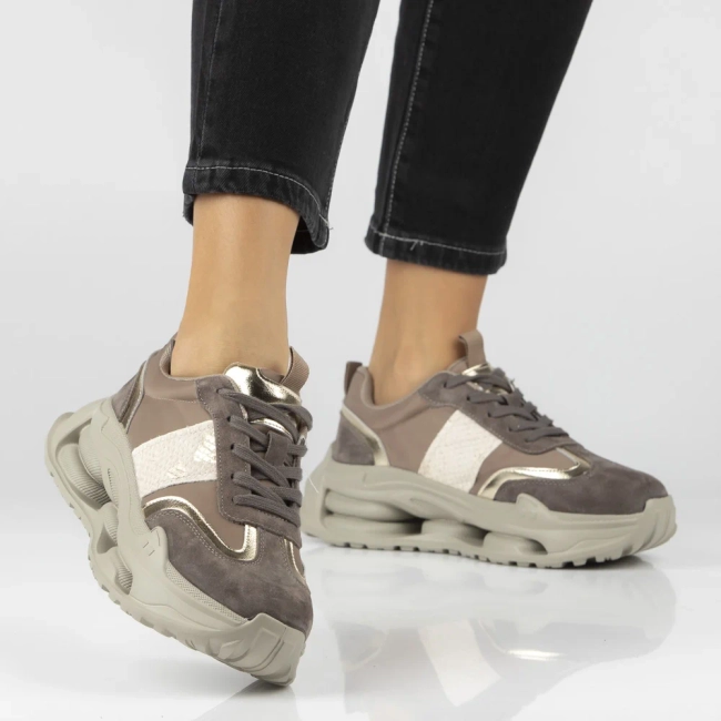 Taupe kožené tenisky Filippo DP7795/26 TP