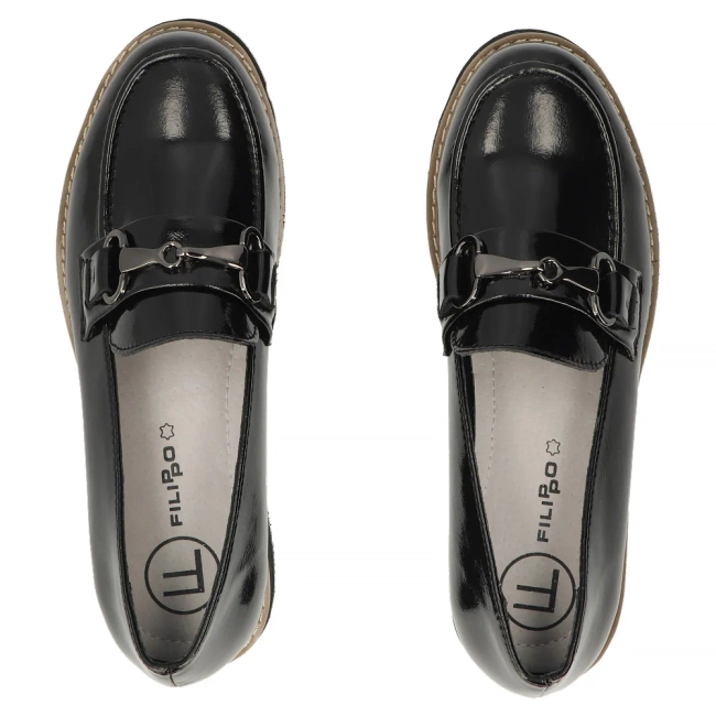 Černé kožené polobotky Filippo DP7654/26 BK L
