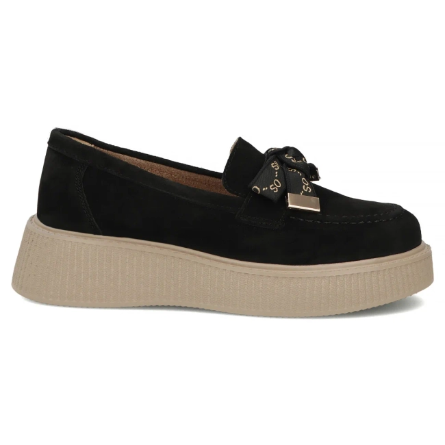 Černé kožené polobotky na platformě Filippo DP8293/26 BK