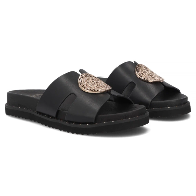 Černé kožené pantofle Filippo DK7050/26 BK