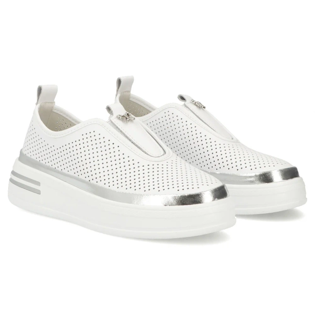 Bílé kožené tenisky Filippo DP7623/26 WH SI